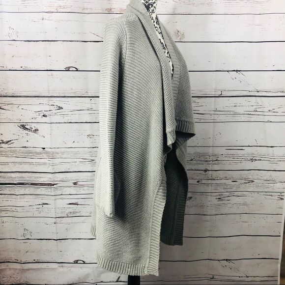 BB Dakota Long Open Front Duster Cardigan Sweater Grey Cotton Wool Blend XS - Picture 2 of 8